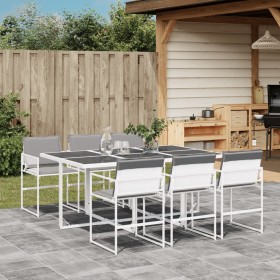 7-piece garden dining set with white textilene cushions by , Garden sets - Ref: Foro24-3295089, Price: 377,87 €, Discount: %