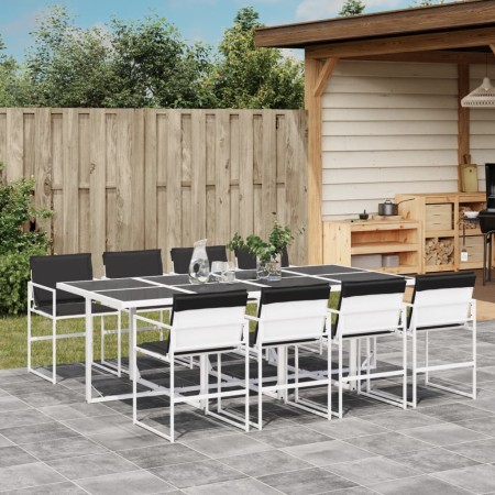 9-piece garden dining set with white textilene cushions by , Garden sets - Ref: Foro24-3295105, Price: 503,15 €, Discount: %