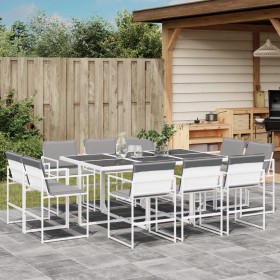 11-piece garden dining set with white textilene cushions by , Garden sets - Ref: Foro24-3295094, Price: 529,99 €, Discount: %