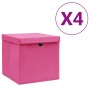 Cajas de almacenaje con tapas 4 uds rosa 28x28x28 cm de vidaXL, Cestas para almacenaje - Ref: Foro24-325204, Precio: 24,68 €,...