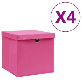 Aufbewahrungsboxen mit Deckel 4 Stück rosa 28x28x28 cm von vidaXL, Aufbewahrungskörbe - Ref: Foro24-325204, Preis: 23,79 €, R...