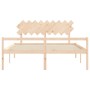 Double bed for seniors solid wood headboard by vidaXL, Beds and slatted bases - Ref: Foro24-3195561, Price: 166,99 €, Discoun...