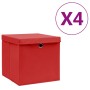 Aufbewahrungsboxen mit Deckel 4 Stück rot 28x28x28 cm von vidaXL, Aufbewahrungskörbe - Ref: Foro24-325220, Preis: 31,76 €, Ra...