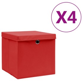 Aufbewahrungsboxen mit Deckel 4 Stück rot 28x28x28 cm von vidaXL, Aufbewahrungskörbe - Ref: Foro24-325220, Preis: 28,99 €, Ra...