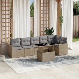 Set of 7-piece garden sofas and beige synthetic rattan cushions by , Garden sets - Ref: Foro24-3267289, Price: 556,82 €, Disc...