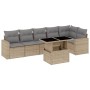 Set of 7-piece garden sofas and beige synthetic rattan cushions by , Garden sets - Ref: Foro24-3267289, Price: 525,18 €, Disc...