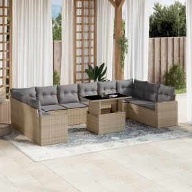 Gartensofa-Set 11-teilig mit beigen Polstern aus synthetischem Rattan von , Gartensets - Ref: Foro24-3267519, Preis: 815,93 €...