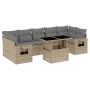 Garden sofa set with 8 pieces of synthetic beige rattan and cushions. by , Garden sets - Ref: Foro24-3267779, Price: 629,08 €...