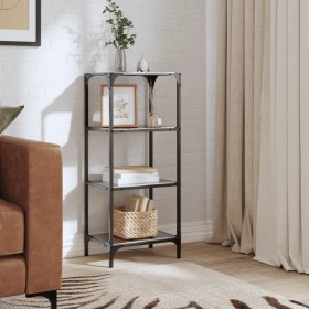 Shelf with black glass surface and steel 40x30x95 cm by , Hangers and shelves - Ref: Foro24-846039, Price: 59,99 €, Discount: %