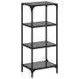 Shelf with black glass surface and steel 40x30x95 cm by , Hangers and shelves - Ref: Foro24-846039, Price: 57,40 €, Discount: %