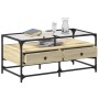 Mesa de centro tapa de vidrio acero roble Sonoma 98,5x50x45 cm de , Mesas de centro - Ref: Foro24-846045, Precio: 110,99 €, D...