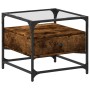 Glass top coffee table with smoked oak and steel, 50x50x45 cm. by , Coffee table - Ref: Foro24-846051, Price: 71,66 €, Discou...