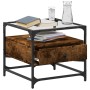 Glass top coffee table with smoked oak and steel, 50x50x45 cm. by , Coffee table - Ref: Foro24-846051, Price: 71,66 €, Discou...