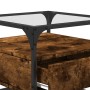 Glass top coffee table with smoked oak and steel, 50x50x45 cm. by , Coffee table - Ref: Foro24-846051, Price: 71,66 €, Discou...