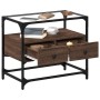 TV stand made of brown oak wood and glass, dimensions 60x35x51 cm. by , TV Furniture - Ref: Foro24-846058, Price: 72,06 €, Di...