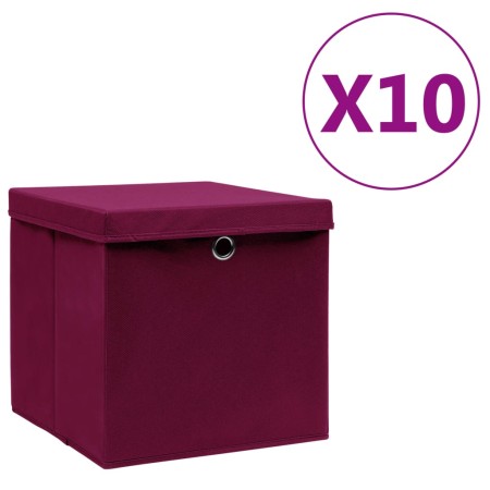 Storage boxes with lids 10 pcs dark red 28x28x28 cm by vidaXL, Storage baskets - Ref: Foro24-325202, Price: 55,35 €, Discount: %