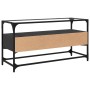 TV stand made of black glass and wood, 98x35x51 cm by , TV Furniture - Ref: Foro24-846064, Price: 90,98 €, Discount: %