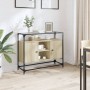 Glass and wood sideboard, engineered Sonoma oak, 98x35x81 cm. by , Sideboards - Ref: Foro24-846070, Price: 111,56 €, Discount: %