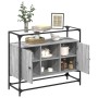 Glass and wood sideboard in gray Sonoma engineering 98x35x81 cm by , Sideboards - Ref: Foro24-846072, Price: 111,21 €, Discou...