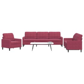 Dreiteiliges Sofaset mit roten Samtkissen. von , Sofas - Ref: Foro24-3278435, Preis: 616,04 €, Rabatt: %