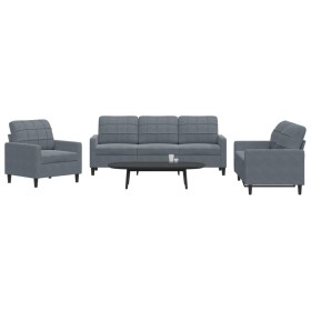 Dreiteiliges Sofaset mit dunkelgrauen Samtkissen. von , Sofas - Ref: Foro24-3278352, Preis: 632,24 €, Rabatt: %