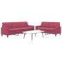 Set of sofas with 2 pieces of red velvet cushions by , Sofas - Ref: Foro24-3278475, Price: 489,22 €, Discount: %