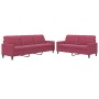 Set of sofas with 2 pieces of red velvet cushions by , Sofas - Ref: Foro24-3278475, Price: 489,22 €, Discount: %