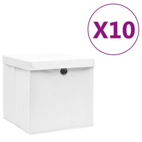 Storage boxes with lids 10 units white 28x28x28 cm by vidaXL, Storage baskets - Ref: Foro24-325210, Price: 58,99 €, Discount: %