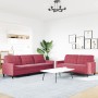 Set of sofas with 2 pieces of red velvet cushions by , Sofas - Ref: Foro24-3278475, Price: 489,22 €, Discount: %