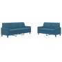 Set of sofas with 2 blue velvet cushions by , Sofas - Ref: Foro24-3278400, Price: 478,80 €, Discount: %