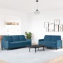 Set of sofas with 2 blue velvet cushions by , Sofas - Ref: Foro24-3278400, Price: 478,80 €, Discount: %