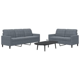 Set of sofas with 2 dark gray velvet cushions by , Sofas - Ref: Foro24-3278392, Price: 425,99 €, Discount: %