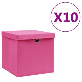 Aufbewahrungsboxen mit Deckel 10 Stück 28x28x28 cm rosa von vidaXL, Aufbewahrungskörbe - Ref: Foro24-325206, Preis: 58,99 €, ...