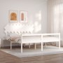 Double bed for seniors with white solid wood headboard by vidaXL, Beds and slatted bases - Ref: Foro24-3195562, Price: 184,67...