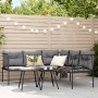 L-shaped garden sofa with black steel and textilene cushions by , Outdoor sofas - Ref: Foro24-4008108, Price: 260,27 €, Disco...