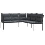 L-shaped garden sofa with black steel and textilene cushions by , Outdoor sofas - Ref: Foro24-4008108, Price: 260,27 €, Disco...