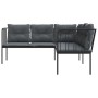 L-shaped garden sofa with black steel and textilene cushions by , Outdoor sofas - Ref: Foro24-4008108, Price: 260,27 €, Disco...