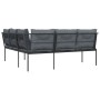 L-shaped garden sofa with black steel and textilene cushions by , Outdoor sofas - Ref: Foro24-4008108, Price: 260,27 €, Disco...