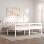 Double bed for seniors with white solid wood headboard by vidaXL, Beds and slatted bases - Ref: Foro24-3195562, Price: 184,67...