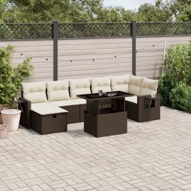 Set of 8-piece garden sofas and brown synthetic rattan cushions by , Garden sets - Ref: Foro24-3274993, Price: 585,99 €, Disc...