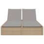 Double sun lounger with beige synthetic rattan cushions by , Loungers - Ref: Foro24-368631, Price: 274,49 €, Discount: %