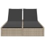 Double sun lounger with light gray synthetic rattan cushions by , Loungers - Ref: Foro24-368633, Price: 279,68 €, Discount: %