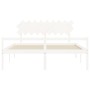 Double bed for seniors with white solid wood headboard by vidaXL, Beds and slatted bases - Ref: Foro24-3195562, Price: 184,67...