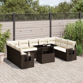 Gartensofa-Set, 10-teilig, mit braunen Kissen aus synthetischem Rattan. von , Gartensets - Ref: Foro24-3268113, Preis: 703,99...