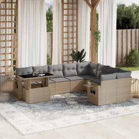 Gartensofa-Set mit 10-teiligen beigen Kissen aus synthetischem Rattan. von , Gartensets - Ref: Foro24-3268139, Preis: 702,44 ...