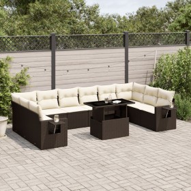 Gartensofa-Set, 11-teilig, mit braunen Kissen und synthetischem Rattan. von , Gartensets - Ref: Foro24-3268153, Preis: 797,98...