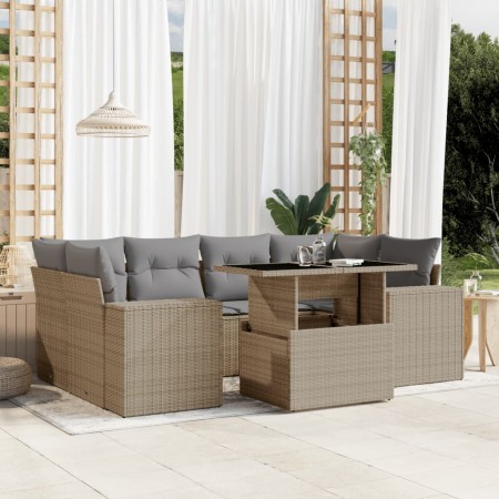 Set sofás de jardín 7 piezas y cojines ratán sintético beige de , Conjuntos de jardín - Ref: Foro24-3269019, Precio: 551,64 €...