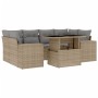 Set of 7-piece garden sofas and beige synthetic rattan cushions by , Garden sets - Ref: Foro24-3269019, Price: 551,64 €, Disc...