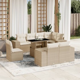 Set de sofás de jardín 9 pzas con cojines ratán sintético beige de , Conjuntos de jardín - Ref: Foro24-3269298, Precio: 821,8...