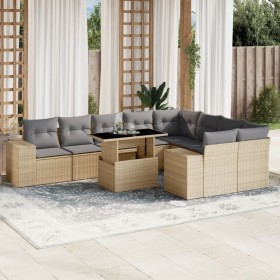 Gartensofa-Set mit 10-teiligen beigen Kissen aus synthetischem Rattan. von , Gartensets - Ref: Foro24-3269389, Preis: 738,54 ...